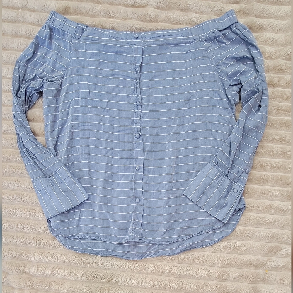 Blue Striped Button-Up Shirt